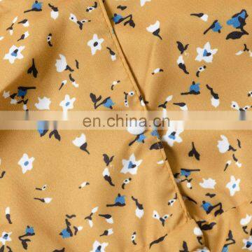 Khaki Floral Pattern Flutter Sleeve Romper Jumpsuit Factory Wholesale Price Boutique Girls Cotton Romper photo-4