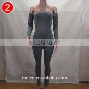 New Arrivals Women Sexy Solid High Flexibility One-Shoulder Jumpsuits 2021 Summer Ladies Long Sleeves Rompers Suitable Nightclub photo-6