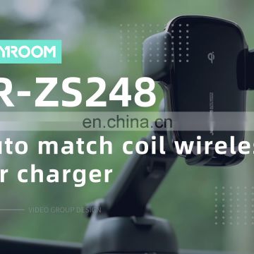 JOYROOM ZS248 FCC CE Qi Self-Aligning Coil Car charger mobile Mount Dashboard Qi 15W Wireless fast Charging Car phone Holder