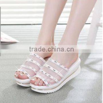 2016 best selling female slippers with square heel sandals han color diamond drill slippers wholesale