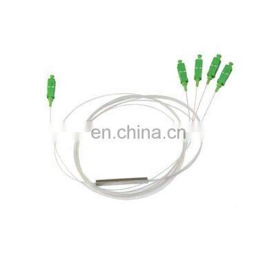 FTTH PLC Steel Tube Type 4 Way Fiber Optic Splitter SC APC 1x4 PLC Optical Fiber Splitter