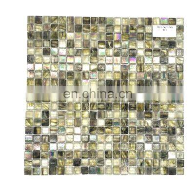 15x15 chip size bathroom wall decoration blue green swimming pool square glass mosaics tile