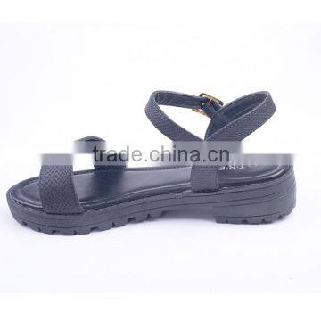 Snake Print Upper Low Heel Ladies Buckle Strap Sandals pu Sole Material Wholesale photo-4