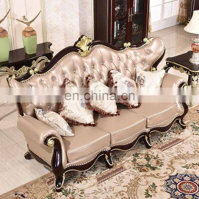 European Living Room Furniture Sofa Luxury Neo-classical American Leather Art 1 2 3 Seaters Sofa Sets