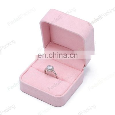 Fadeli Custom Suede Jewellery packaging Boxes with velvet insert For Ring Packing Pink Jewelry Box