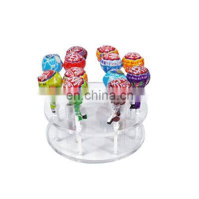 Two- tier Clear Round Acrylic Lollipop Display Stand with Holes and Screws