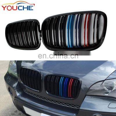 ABS Gloss M Color 2-slat Front Bumper Grille Mesh for BMW X5 X6 E70 E71 2007-2014