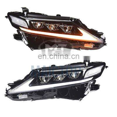 Maictop New lexu style Three Eye Headlights H4 H7 car LED Refit Headlight for Camry 2018 Front Light