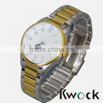 Silver and gold color mixed together fashion mens alloy watch birth