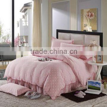 Romantic pink and whtie full size dreamy bed skirt pure cotton bed skirt for girls