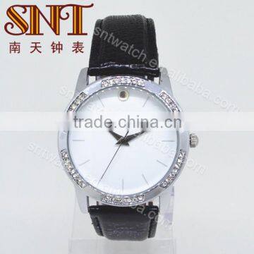 Up market quartz watch with diamonds on case