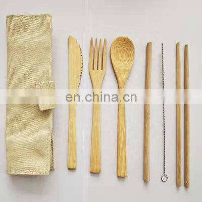 Travel Packaging Bamboo Cutlery Utensil Set Portable Bamboo Straw Spoon Knife Fork Chopsticks photo-3
