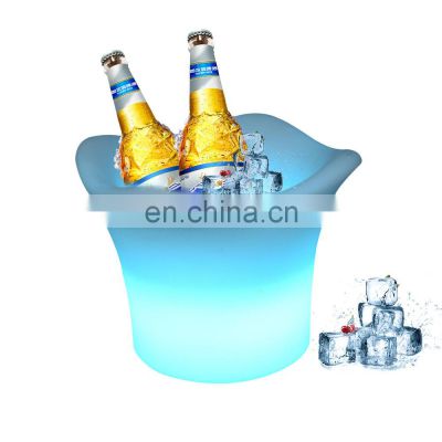 Cheap Portable Rechargeable Light Up Beer Cooler Plastic Wine Ice Bucket Tongs Double-layer Hotel Bar Wine Bucket