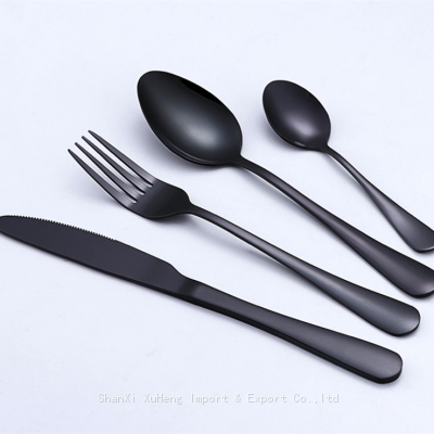 High Quality Wholesale Black Flatware Classic 4 Pieces Gold Stainless Steel Cutlery Set