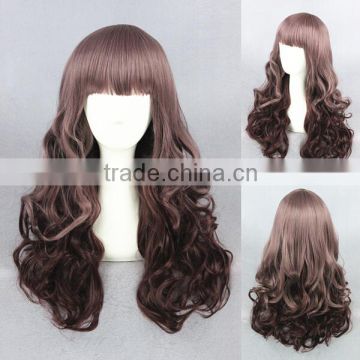 Wholesale high quality 65CM medium brown curly wave Lolita fashion women party synthetic hair wig