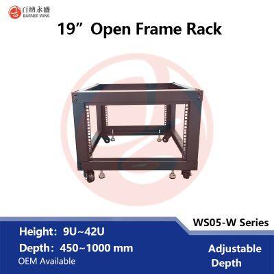 Factory Manufacturing Steel 19 Inch 4-Post Open Network Racks Wholesale OEM WS05-W 6U/12U/20U/32U Network Cabinets photo-2