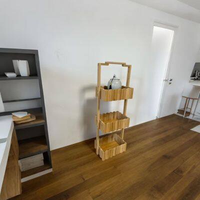 Bathroom Living Room Kitchen Home Office Wood Shower Corner Shelf Bamboo Towel Rack Storage Shelf Wooden Bamboo Shelf photo-5