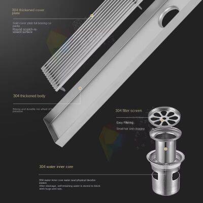 Large Deodorant Floor Drain Modern 304 Stainless Steel Rectangle Side Drain for Bathroom Shower Room Toilet Kitchen Bedroom photo-3