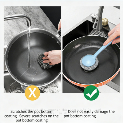 Factory Supply Metallic Daily Cleaning Pot Brush photo-2