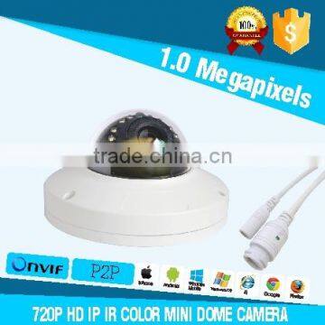 H.264 ip cam 1.0MP HD IP Color IR Mini Dome ip Camera support onvif 2.4 protocol