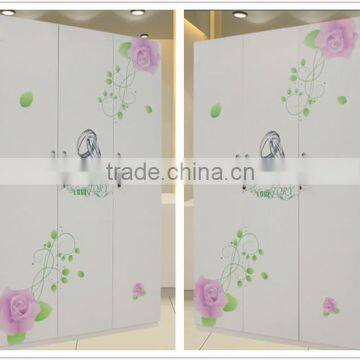 French Bedroom Furniture Set White and Pink Rose Printing Steel Bedroom Furniture Set photo-3