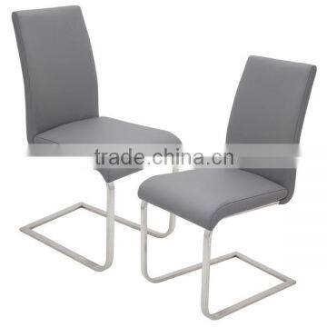 grey leather chrome dining chair