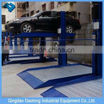 Two post hydraulic car elevator, double stack parking lifting system