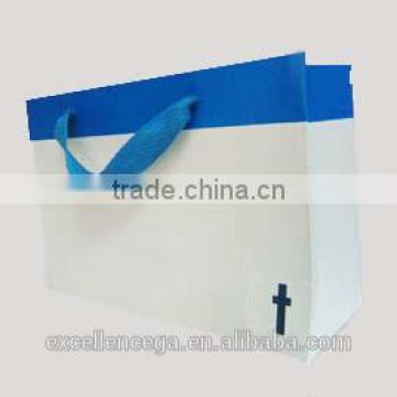 flat handle kraft paper bag, white paper bag high-quality