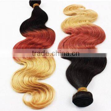 Colored three tone ombre brazilian hair weave wet and wavy virgin brazilian hair weave prices