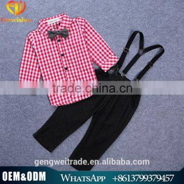hot sale autumn child clothing set red shirt and black pants boys autumn cotton casual kids clothes set