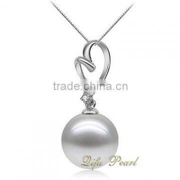 love heart style 925 sterling silver freshwater pearl pendant & Charm