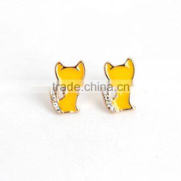 rhinestone small cat earring