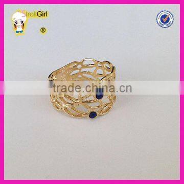 Hot Sale Beautiful Lapis Gemstone Rings for Women Silver & Gold Plated Hollow Ring photo-2