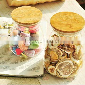 hot sale glass jar with bamboo lid Heat-resistant Glass Jar with Bamboo Lid