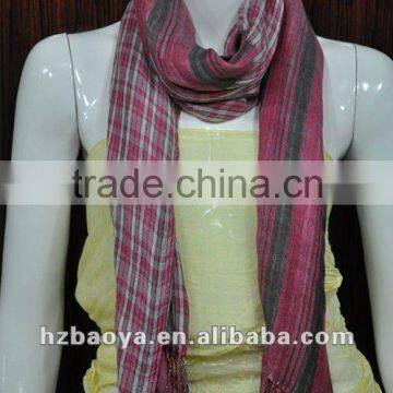 New 100% Polyester Check Plaid Scarf Made in China