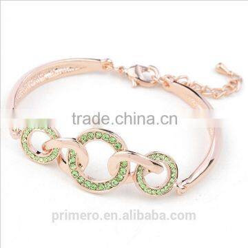 Fashion Jewelry 18K Rose Gold Filled Clear Unique Circle Austrian Crystal Bangle Bracelet photo-2
