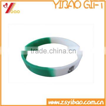 Printed Silicone Wristband With White Color and Green Color