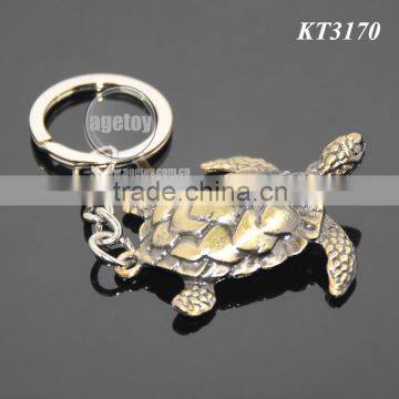 Three-dimensional Tortoise Shaped Zinc Alloy Plated Bronze Metal Sea Green Turtle Keychain photo-4