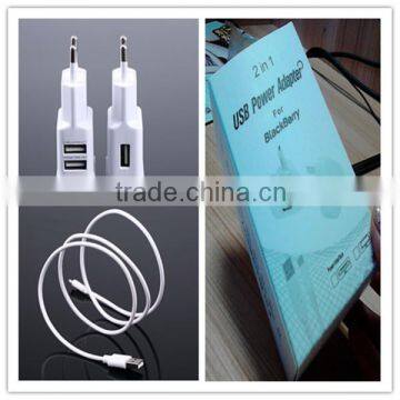 OEM black white gold logo printing retail package with micro cable US EU plug 5v 1.5a smartphone charger