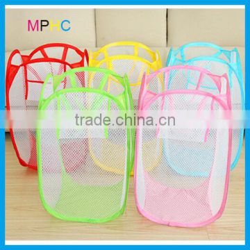 Foldable Reusable Polyester Mesh Dirty Laundry Bags with pocket