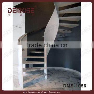 custom made spiral stair marble steps design with glass railing