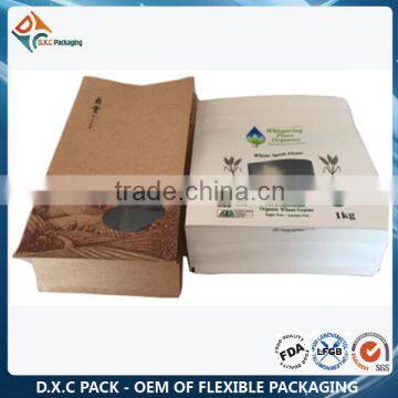 Kraft Paper Bags Pouches With Window For Organic Flour Packing