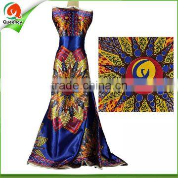 Hot sale cheap satin fabric Italian fashion wax lace printed silk fabric for dashiki dresses