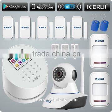 KERUI new high-tech W2 all network wifi gsm pstn cell phone controlled remote camera alarm system