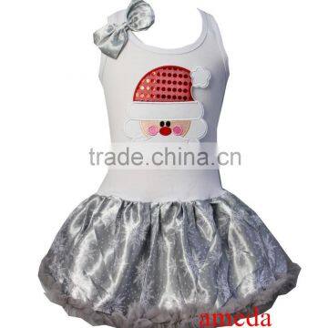 Baby Girls Xmas Bling Santa Silver Snowflake Tutu Pettiskirt Party Dress