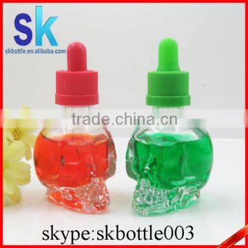30ml Skull Shape Glass Dropper Bottle For e-juice bottle With Child Proof dropper