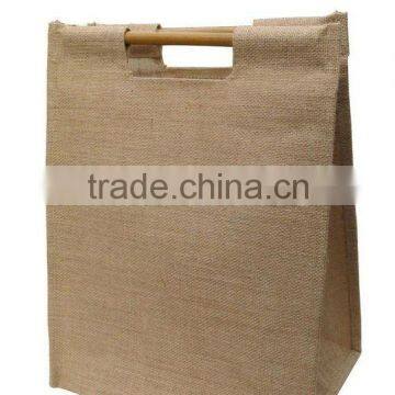 2016 popular cotton shopping bag for promotional with wood handle style