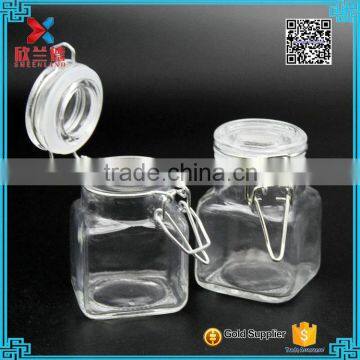 80ml Square Wholesale Airtight Round Clear Glass Storage Jar With Metal Clip                        
                                                Quality Choice