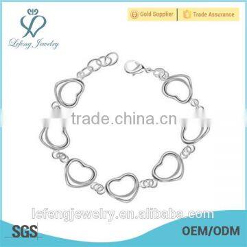 Fashionable jewelry beatutiful heart shape platinum plated bracelet