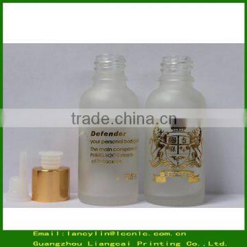 1oz Frosted Essential Oil Clear Glass Bottle With Hot Stamping Printing